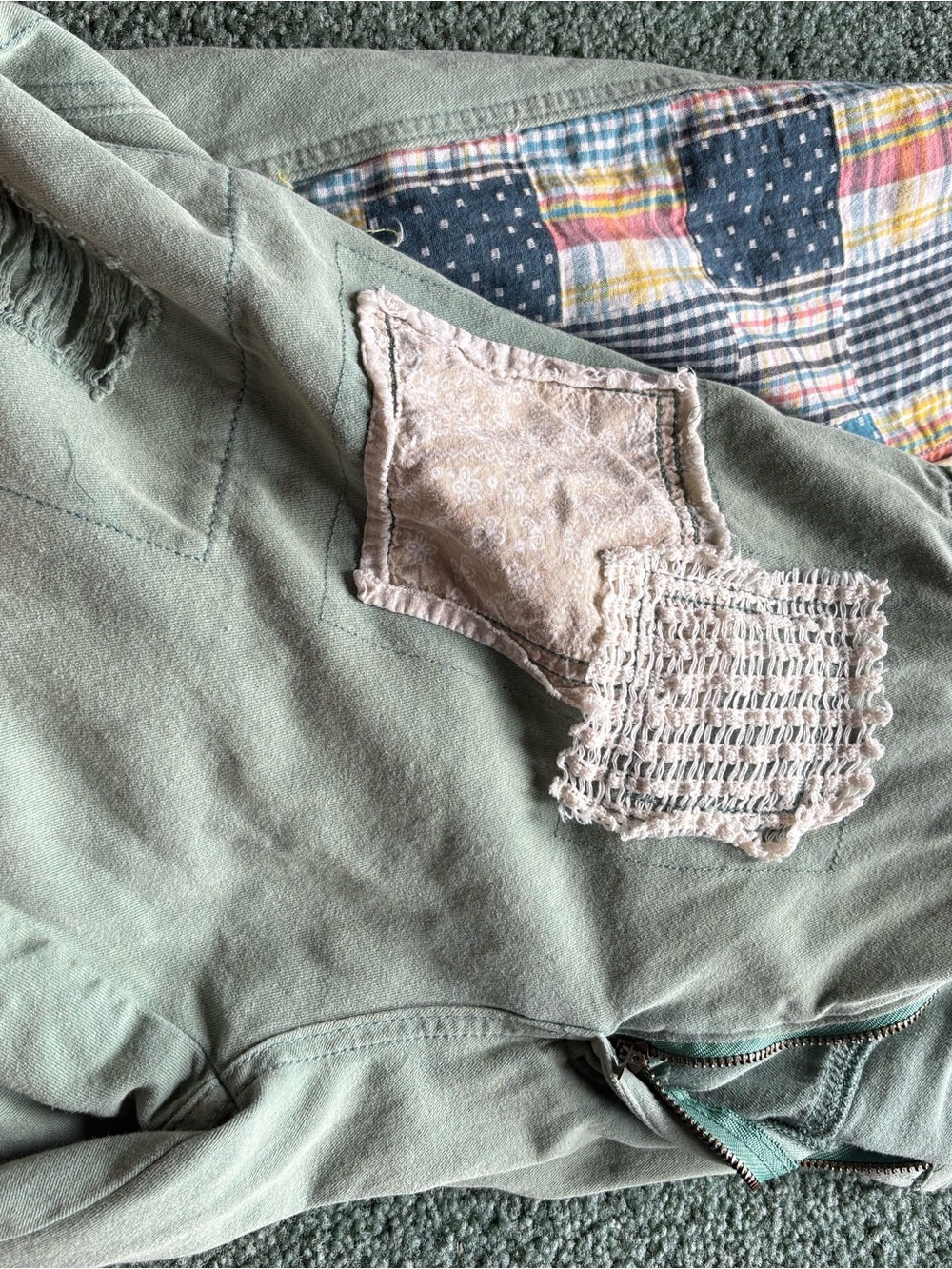 POL Sage Green Pants with Patch Details